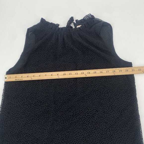 LOFT Black Chiffon Textured Polka Dot Blouse bow Tie Closure , Size M - Picture 9 of 11